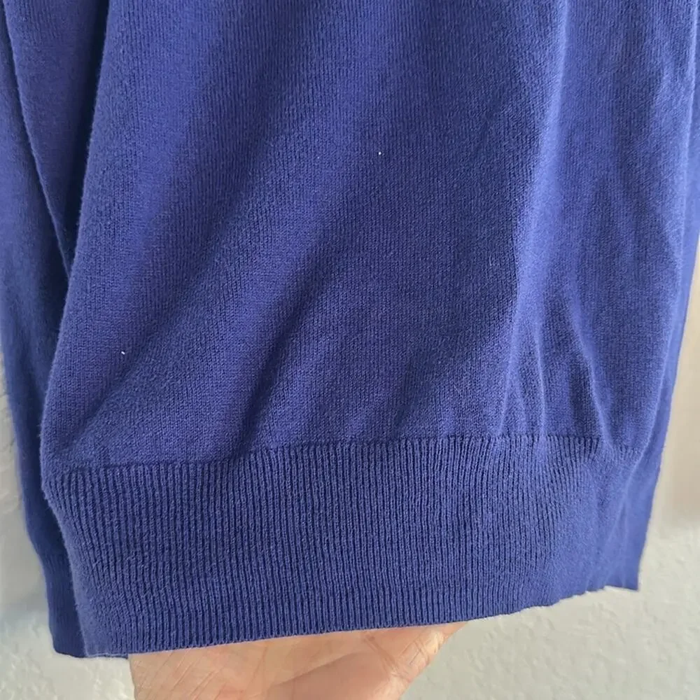 Alan Flusser Cotton Cashmere Purple Sweater V Neck Large Minimalist Preppy